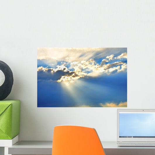 Sky With Clouds and Sun Rays Wall Mural