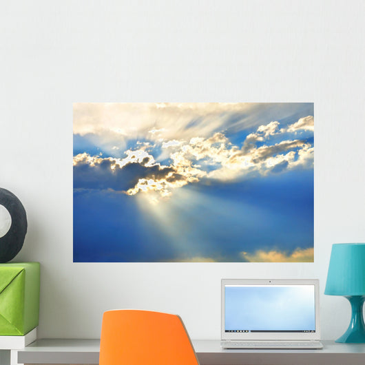 Sky With Clouds and Sun Rays Wall Mural