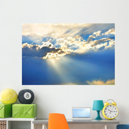 Sky With Clouds and Sun Rays Wall Mural