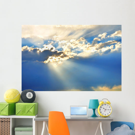 Sky With Clouds and Sun Rays Wall Mural