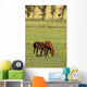 Grazing Horses Summer Landscape Wall Mural