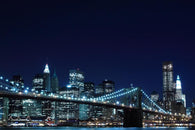 Brooklyn Bridge and Manhattan Skyline at Night Wall Mural