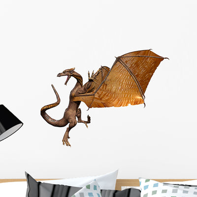 Fighting Attack Dragon Wall Decal shown on a wall