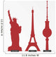 Silhouettes of big cities' monuments; New York, Paris and Berlin Wall Decal