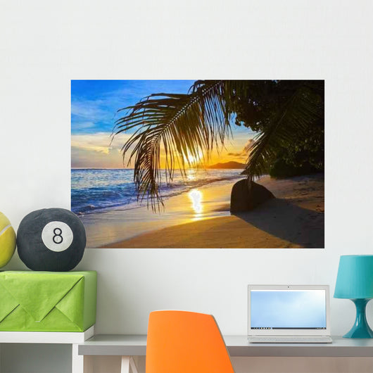 Tropical Beach Sunset Wall Decal Design 2