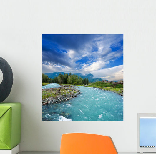 emerald river in a mountains Wall Mural