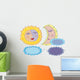 Vector sun, moon and clouds in cartoon style Wall Decal