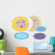 Vector sun, moon and clouds in cartoon style Wall Decal