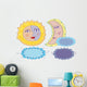 Vector sun, moon and clouds in cartoon style Wall Decal