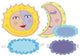 Vector sun, moon and clouds in cartoon style Wall Decal