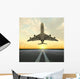 takeoff plane in airport at sunset Wall Mural