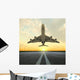takeoff plane in airport at sunset Wall Mural
