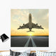 takeoff plane in airport at sunset Wall Mural