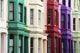 Colourful residential buildings in a row, Notting Hill Wall Mural