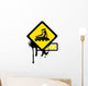 Grunge sign with roller skates. Wall Decal