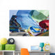 Blessing colourful Tibetan prayer flags under the blue sky Wall Mural