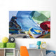 Blessing colourful Tibetan prayer flags under the blue sky Wall Mural