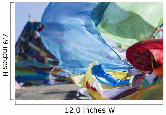 Blessing colourful Tibetan prayer flags under the blue sky Wall Mural