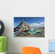 Colourful Tibetan prayer flags under the strong wind near Qinghai Lake Wall Mural
