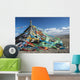 Colourful Tibetan prayer flags under the strong wind near Qinghai Lake Wall Mural