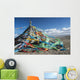 Colourful Tibetan prayer flags under the strong wind near Qinghai Lake Wall Mural