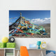 Colourful Tibetan prayer flags under the strong wind near Qinghai Lake Wall Mural