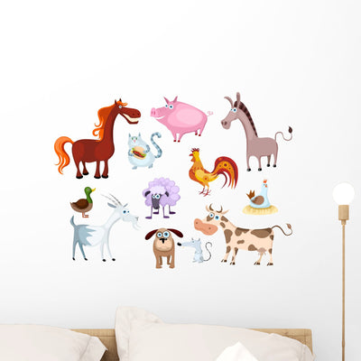 Farm Animals Wall Stickers shown on a wall