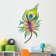 Vector Colorful Peacock Feather Tattoo Wall Decal