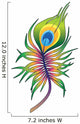 Vector Colorful Peacock Feather Tattoo Wall Decal