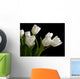white tulips on black background Wall Mural