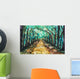 Watercolour painting of a path lined with trees Wall Mural