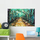 Watercolour painting of a path lined with trees Wall Mural