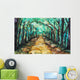 Watercolour painting of a path lined with trees Wall Mural