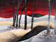 Painting of a dramatic landscape with red sky Wall Mural