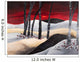 Painting of a dramatic landscape with red sky Wall Mural