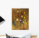 Abstract artwork of colourful circles on a brown grainy background Wall Mural