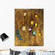 Abstract artwork of colourful circles on a brown grainy background Wall Mural