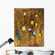 Abstract artwork of colourful circles on a brown grainy background Wall Mural
