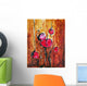 Abstract painting with buds in shades of red Wall Mural