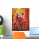 Abstract painting with buds in shades of red Wall Mural