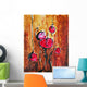 Abstract painting with buds in shades of red Wall Mural