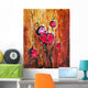 Abstract painting with buds in shades of red Wall Mural