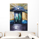 Watercolor painting of an opening door filled with light Wall Mural