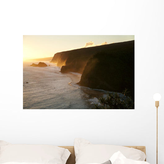 Pololu and Honokane Niu Valleys at sunrise from Pololu Lookout Wall Mural
