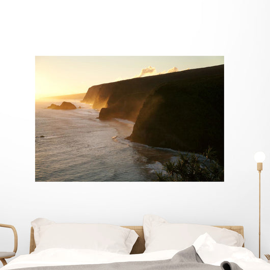 Pololu and Honokane Niu Valleys at sunrise from Pololu Lookout Wall Mural