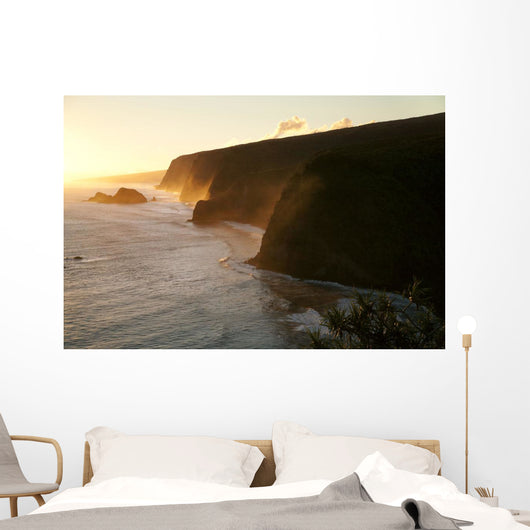 Pololu and Honokane Niu Valleys at sunrise from Pololu Lookout Wall Mural