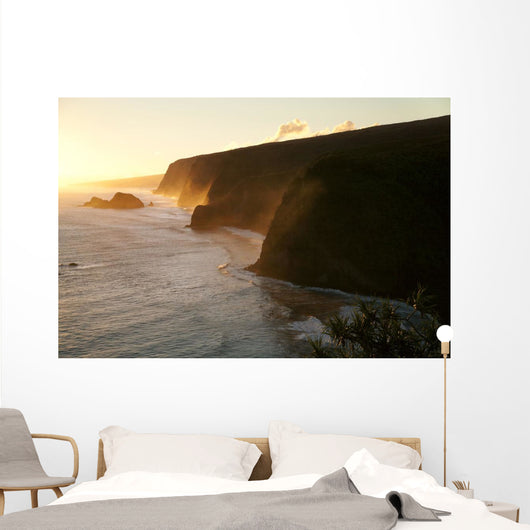 Pololu and Honokane Niu Valleys at sunrise from Pololu Lookout Wall Mural