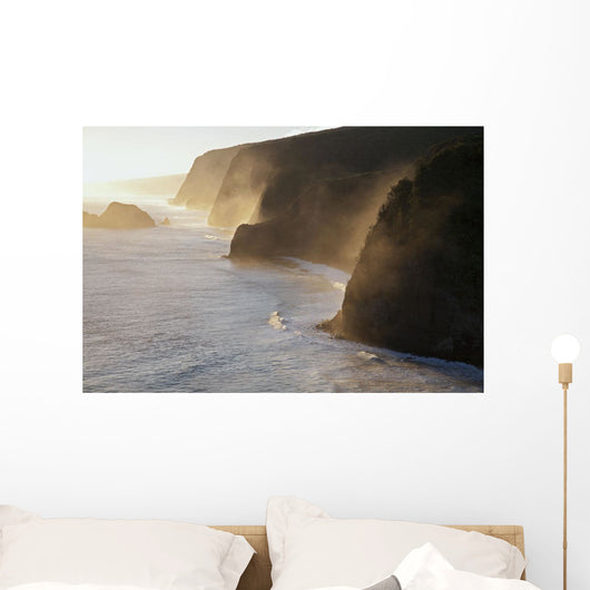 Pololu and Honokane Niu Valleys at sunrise from Pololu Lookout Wall Mural