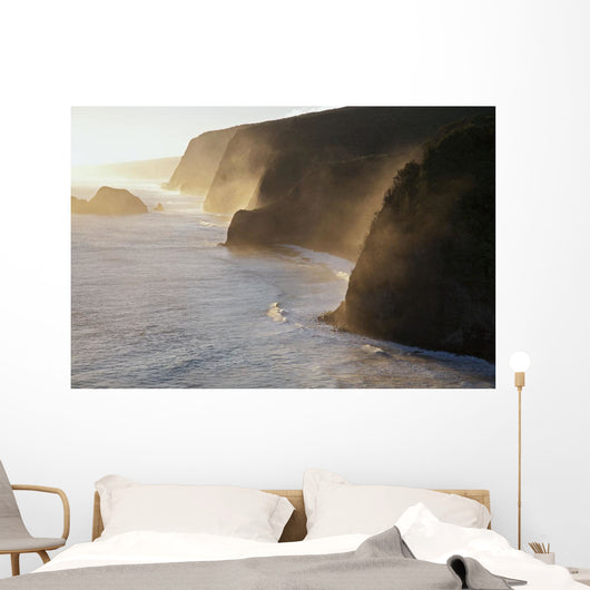 Pololu and Honokane Niu Valleys at sunrise from Pololu Lookout Wall Mural