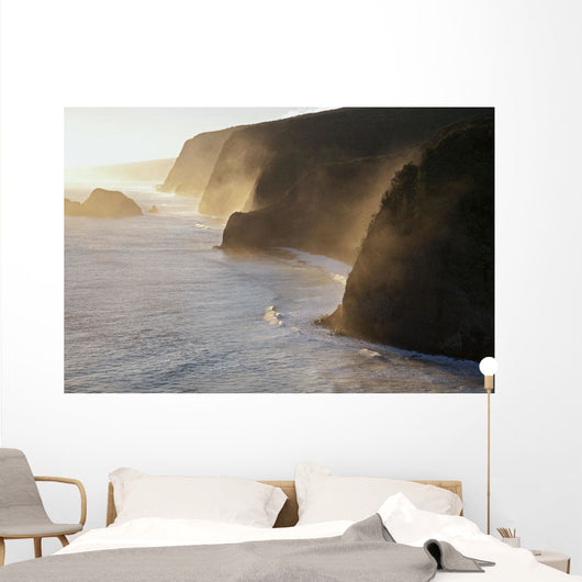 Pololu and Honokane Niu Valleys at sunrise from Pololu Lookout Wall Mural